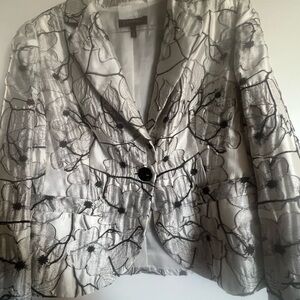 Escada Black and White Floral Blazer